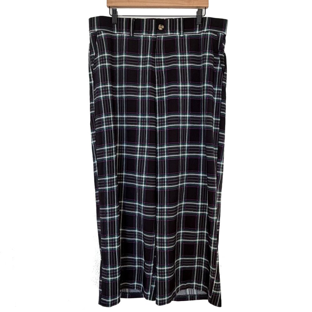 Torrid Black, Purple and Green Plaid Stripe Work Pants - See Measurements